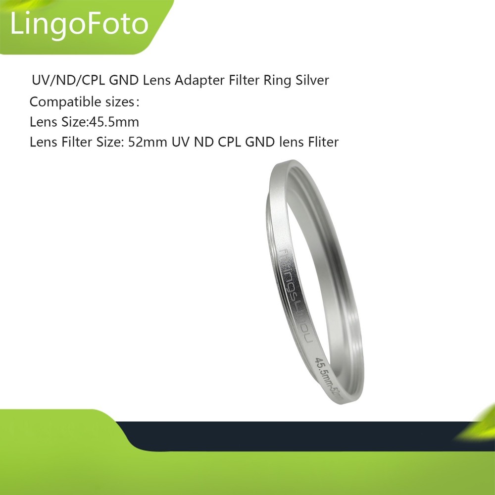 45.5-52mm Step-Up Ring Filter Ring UV/ND/CPL GND Lens Adapter Filter Ring Silver