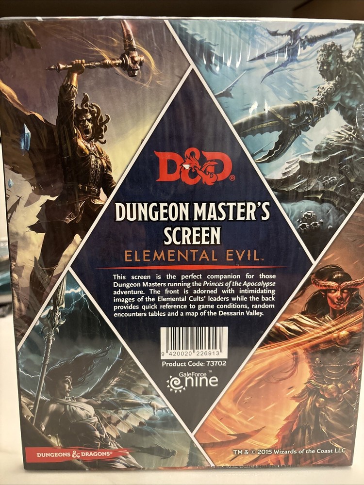 D&D Elemental Evil DM Screen- Sealed- Excellent Condition!!!   HC