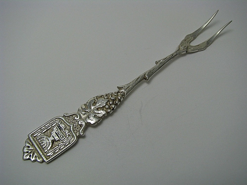 HAZORFIM SILVER FORK OLIVE PICK LEMON FORK 800 Silver Middle East Israel ca1960s