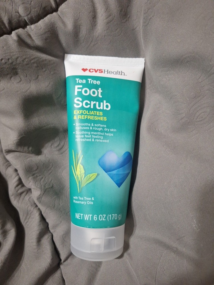 TEA TREE FOOT SCRUB EXFOLIATES & REFRESHERS 6 OZ SMOOTHS & SOFTENS