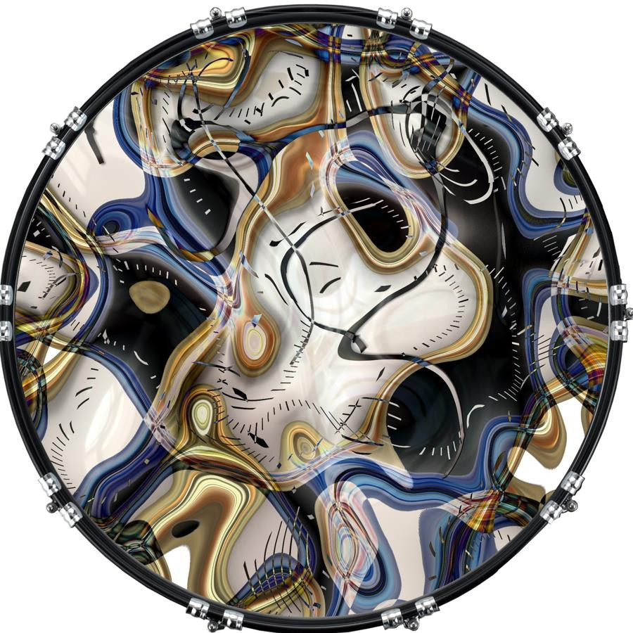 20" Custom Bass Kick Drum Front Head Graphic Graphical Time Distorted