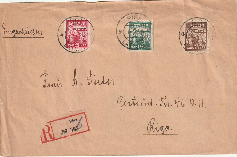 LATVIA: Local registered cover Riga 1919.