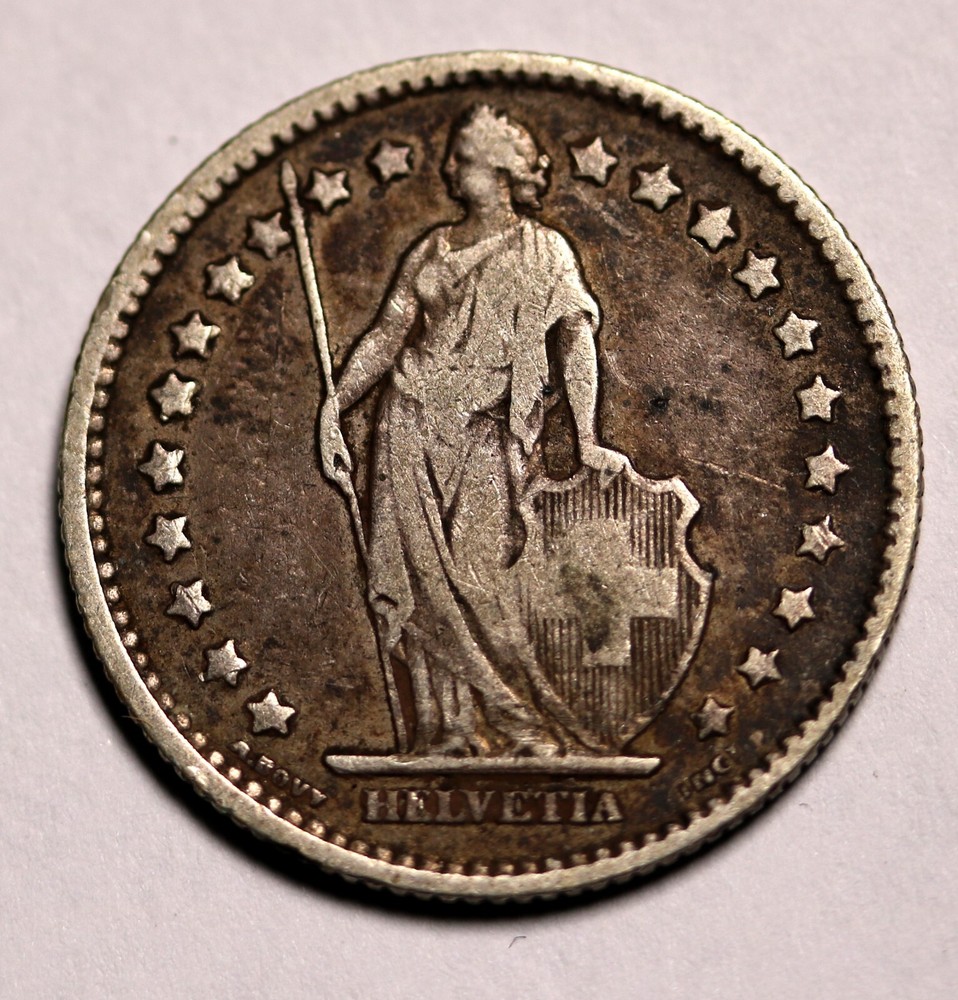 Switzerland 1 Franc 1875 Silver Coin KM# 24