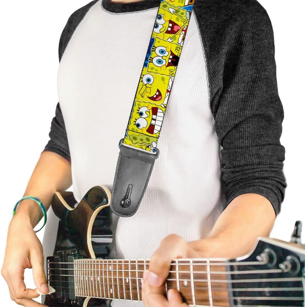 Buckle-Down Nickelodeon Guitar Strap, SpongeBob Expressions Stripe Blue, 2...