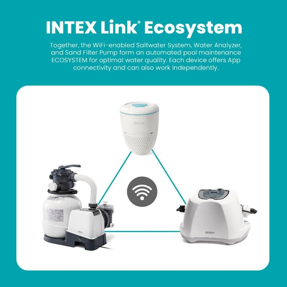 INTEX Smart Pool Water Analyzer with App for Saltwater System & Sand Filter Pump
