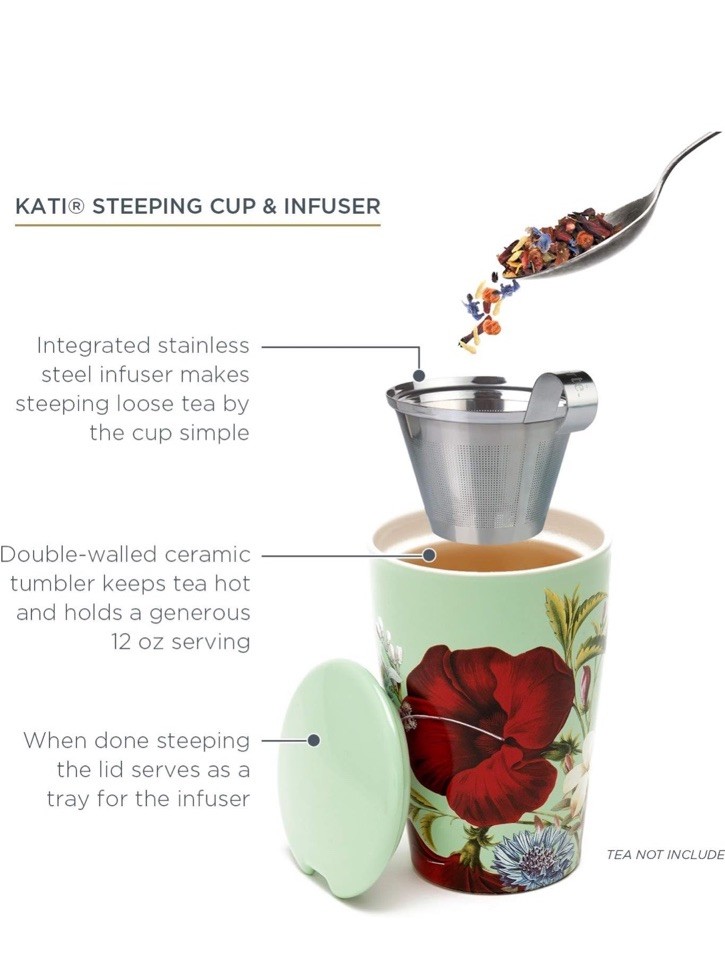 Tea Forte Fleur Steeping Cup with Infuser and Lid New In box