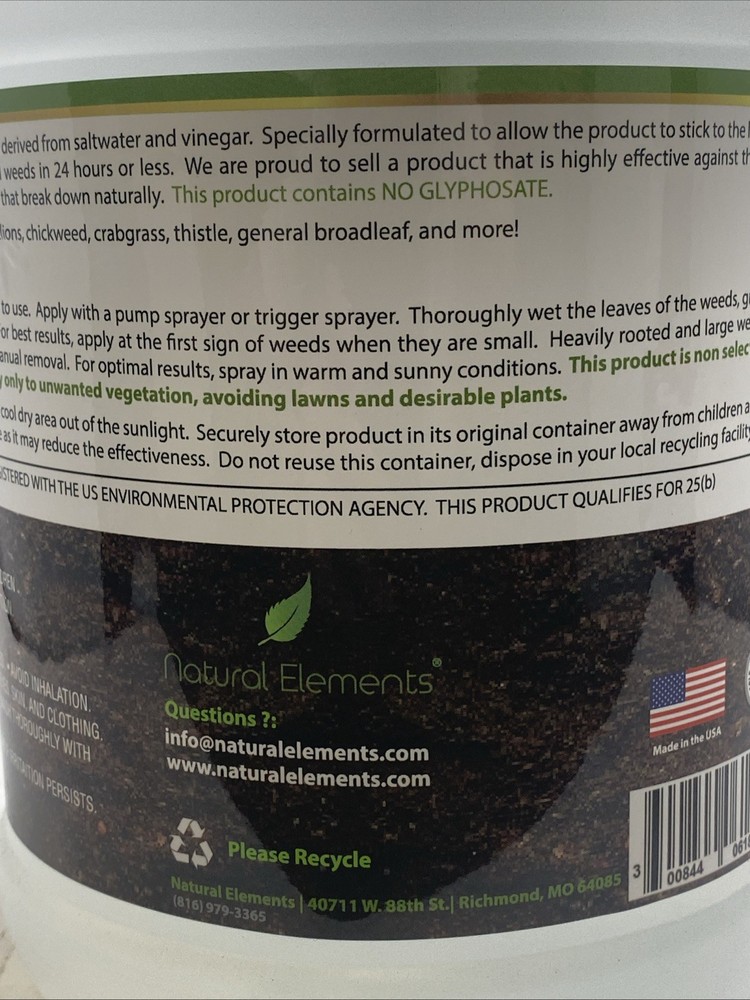 Natural Elements Weed Killer Biodegradable & Eco Friendly 1 Gallon
