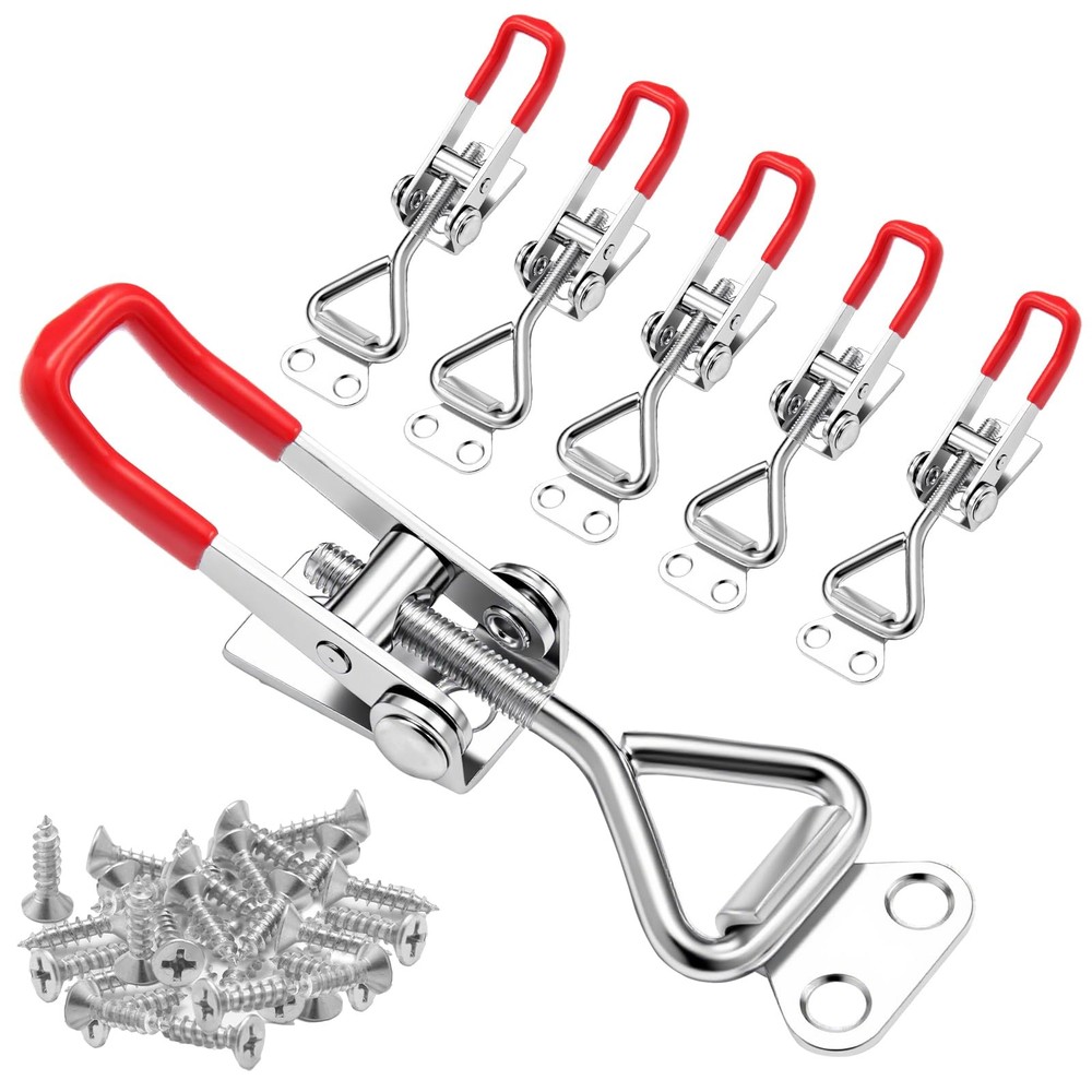 pwkauka 6 Pack Toggle Latch Clamp 4001, Adjustable Quick Release Pull Red