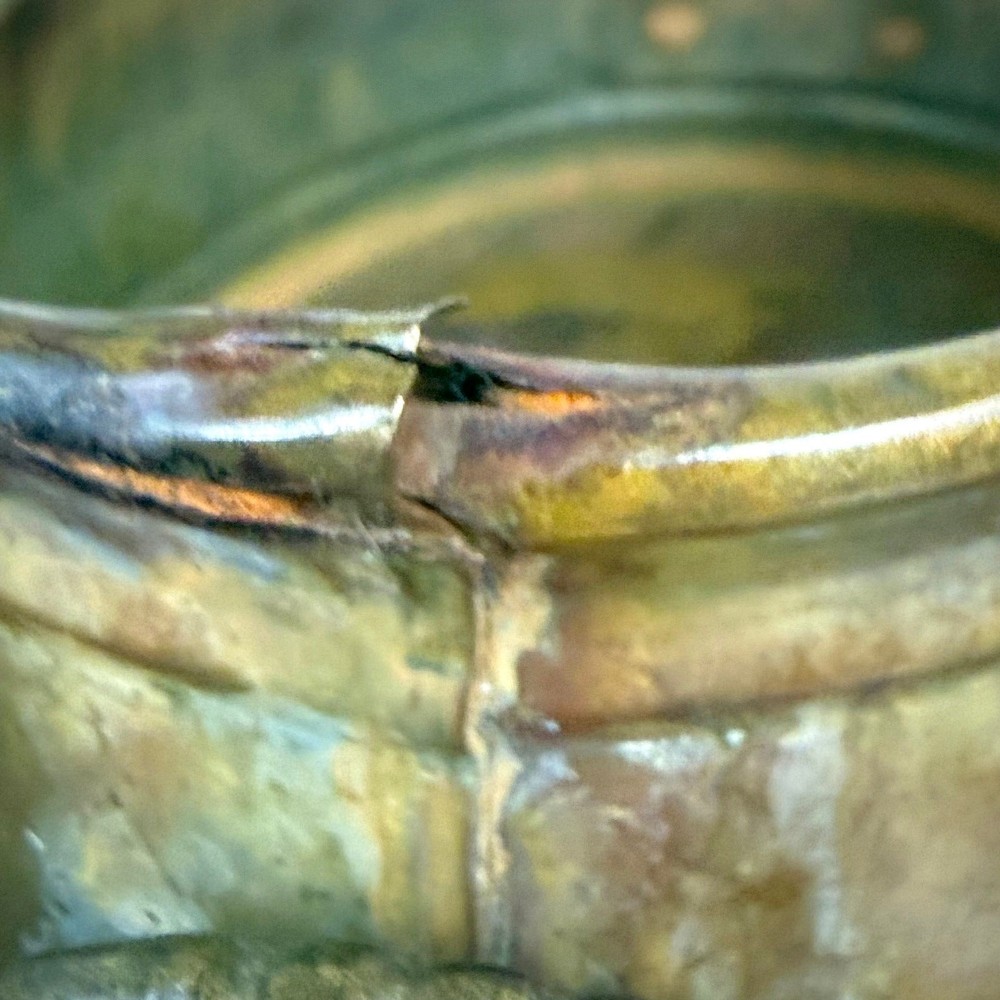 Brass Oval Planter with Ring Handles 1970s India Decor
