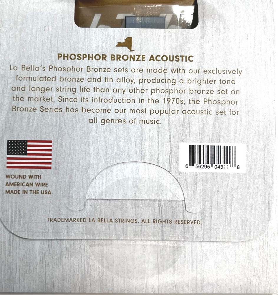 La Bella Guitar Strings Acoustic Phosphor Bronze Custom Light 011-052