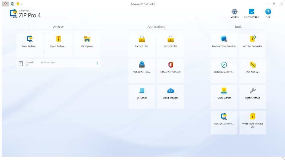 Ashampoo ZIP Pro 4 - Compress, extract, encrypt - Back up files at lightning
