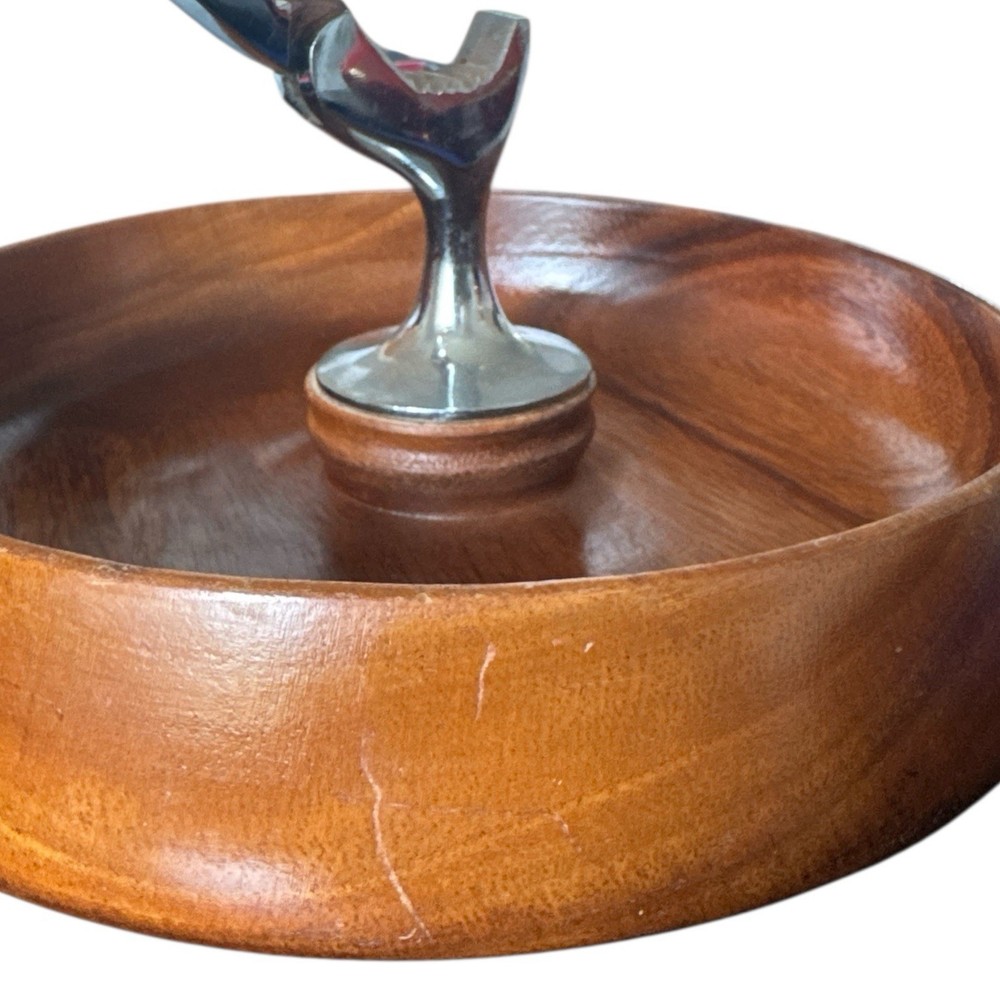 Genuine Monkey Pod Handcrafted Nutcracker Bowl Mid-Century Modern Solid ￼