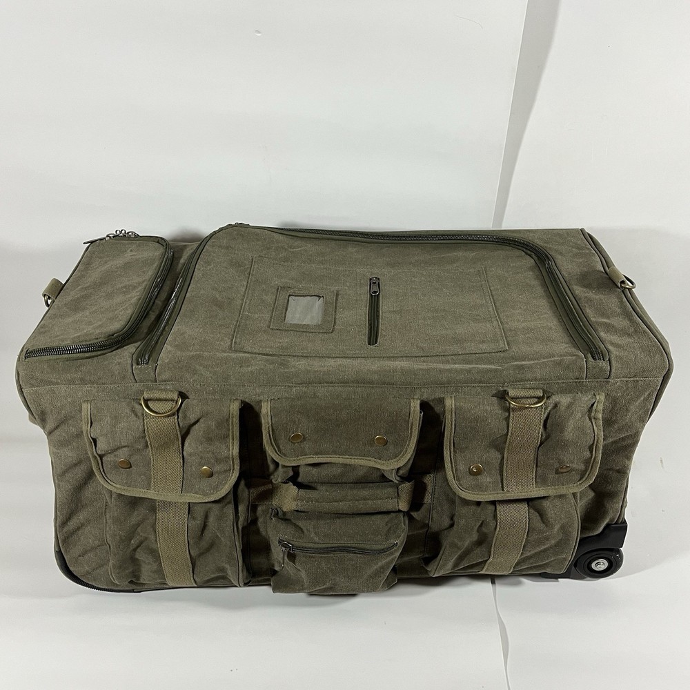 Pop Up Soft Trunk Green Canvas Collapsible Rolling Bag by Everything Summer Camp