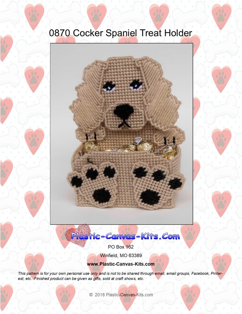 Cocker Spaniel Dog Treat Holder- Plastic Canvas Pattern or Kit