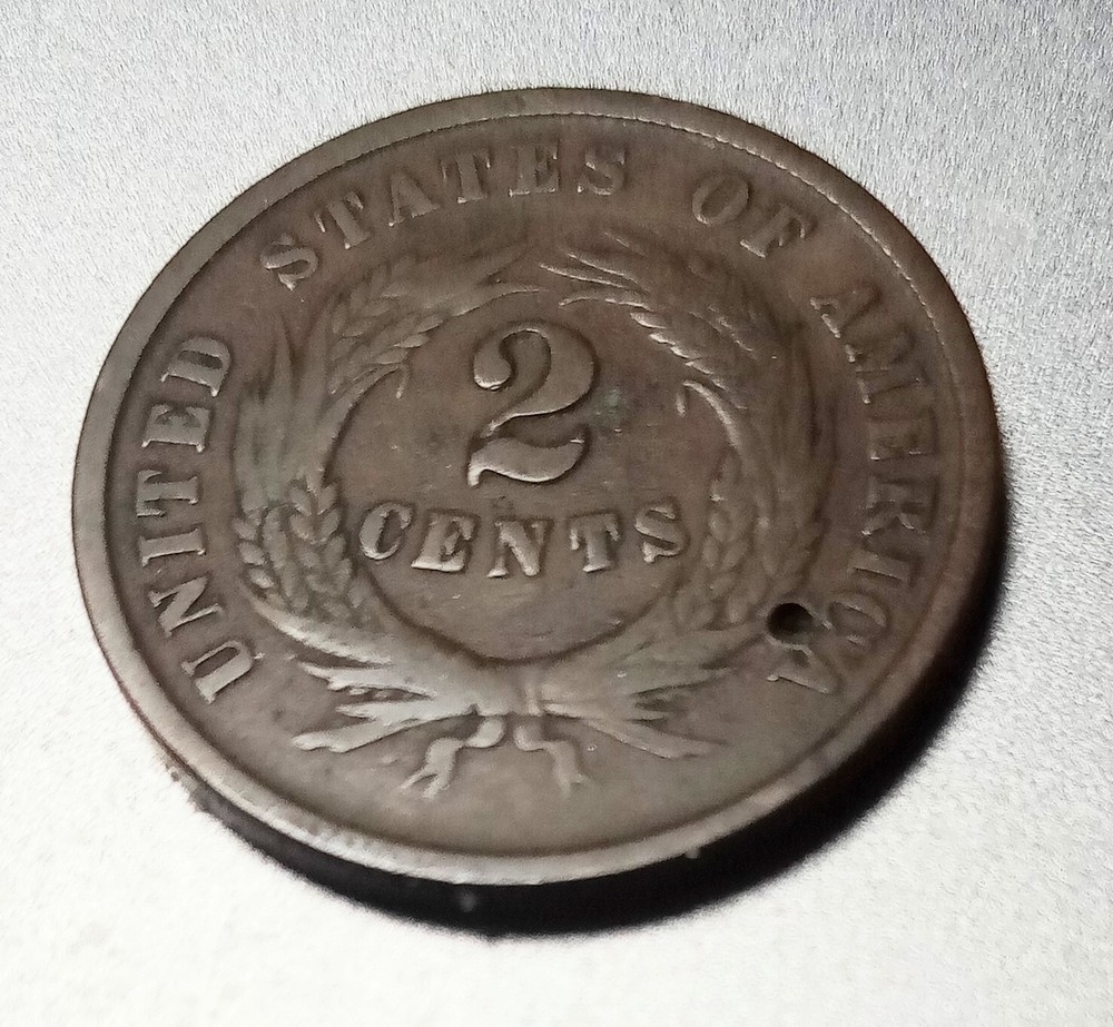1864 Two Cent Piece Civil War Era Copper Coin