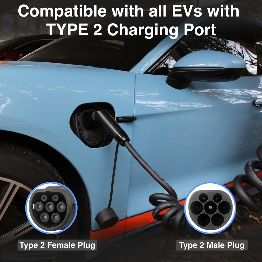 Laser 2.5m EV Charging Cable Type 2 | 22kW 32Amp Fast Charge | Black