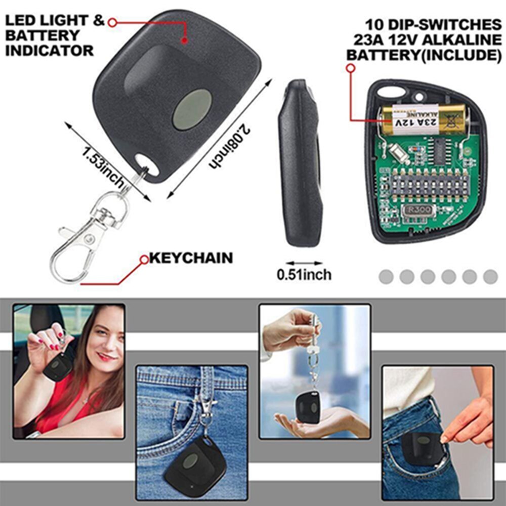 10 Digit Visor Garage Door & Gate Opener Transmitter For Linear Remote Control