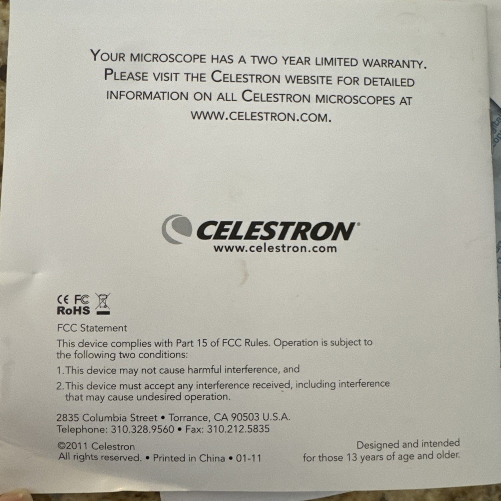 CELESTRON - HANDHELD DIGITAL MICROSCOPE (2011, Celestron)