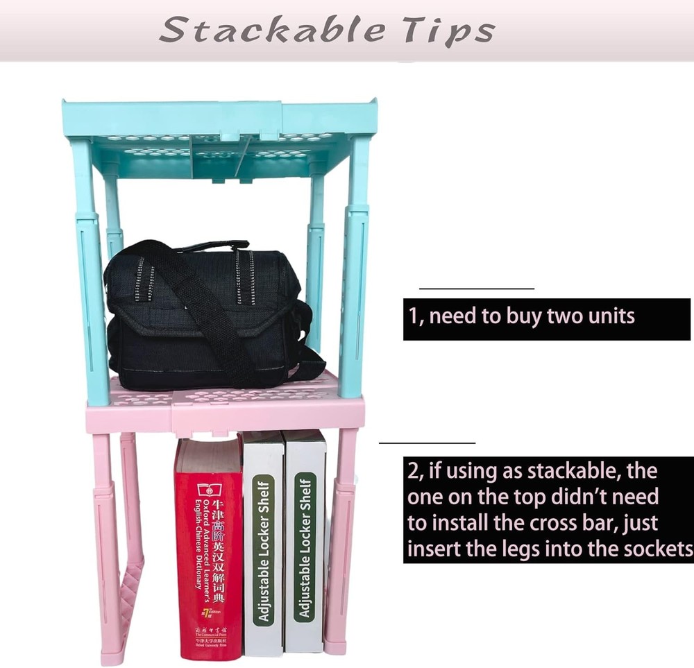 Adjustable Locker Shelf Pink Height and Width Adjustable Locker Organizer Shelf