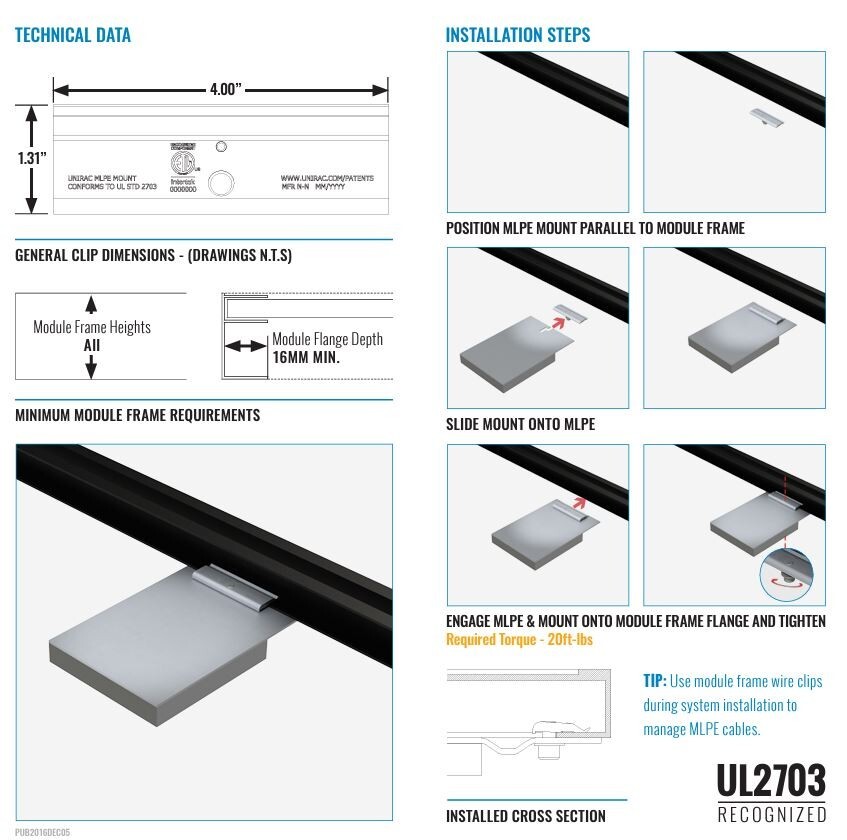 Pair of Unirac Microinverter/Optimizer Mounts (SFM MLPE)