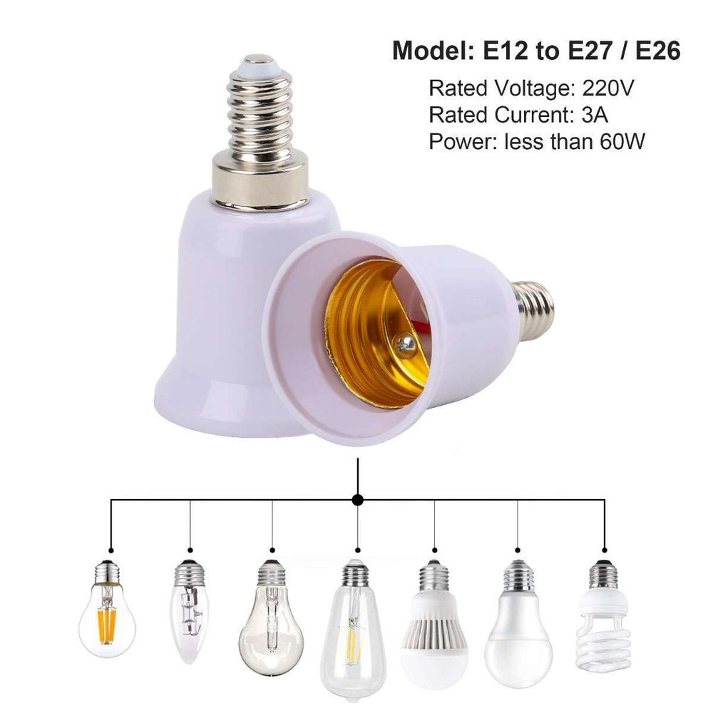 1/5/10 Pcs E12 to E26/E27 Light Bulb Socket Adapter Base Chandelier Converter