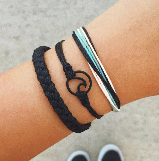 Friendship String Bracelet *MIDNIGHT SURFER* Stackable Pack of 3 Waterproof