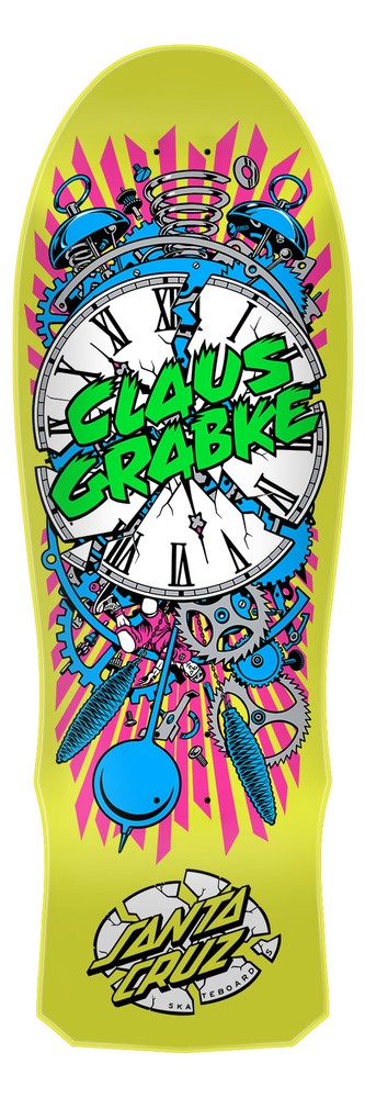 Santa Cruz Claus Grabke EXPLODING CLOCK Skateboard Deck YELLOW
