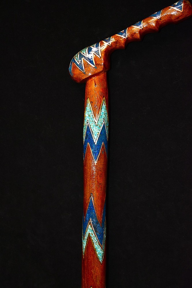 Handmade " Zig Zag " Cane Turquoise and Azurite