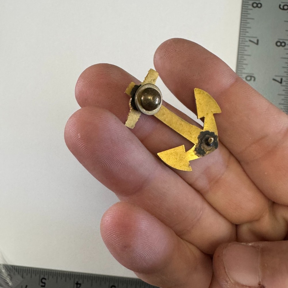 Gold Tone Naval Anchor Insignia