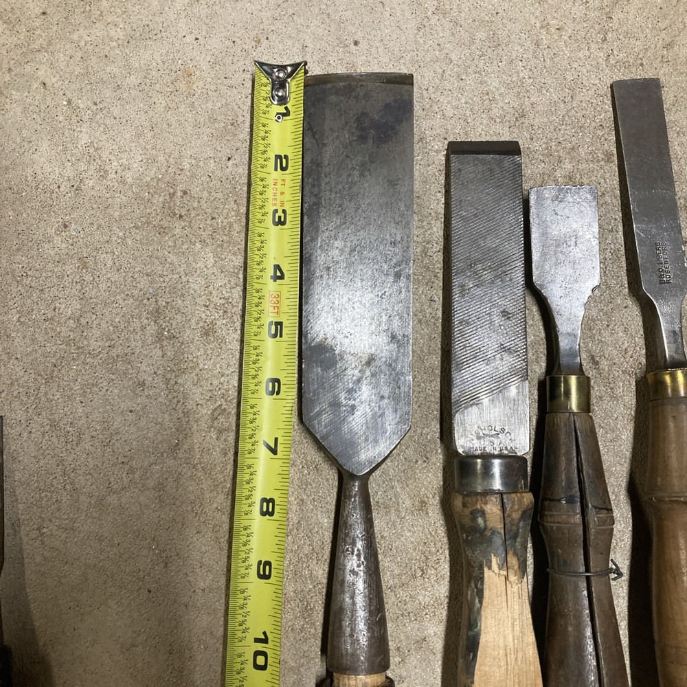 Chisel, vintage chisel lot, Buck Bros, hand, tools, restoration, Slick