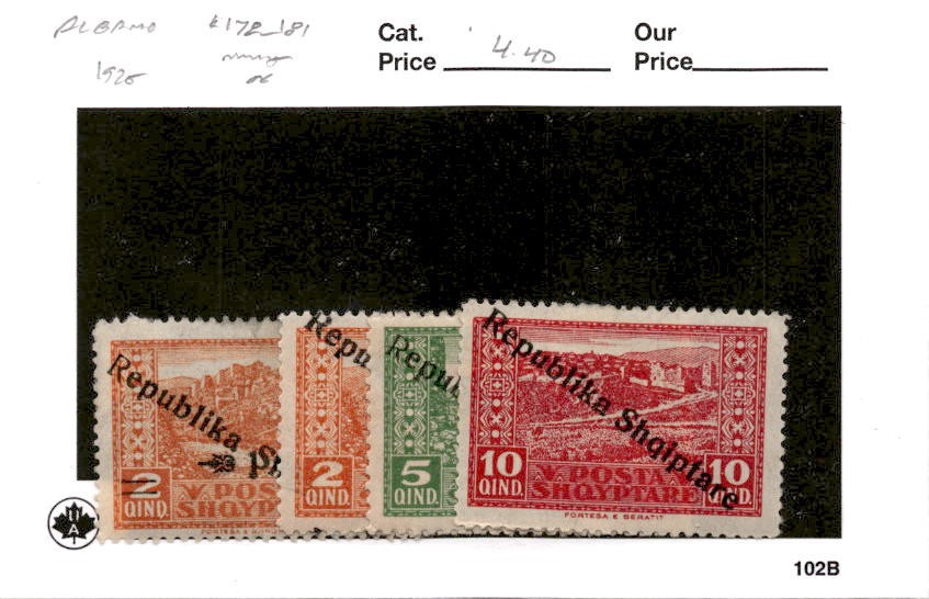 Albania, Postage Stamp, #178-181 Mint Hinged, 1925 (AC)