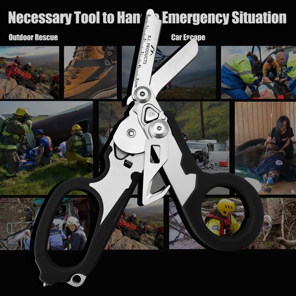 6-in-1 foldable Trauma Shears,Camping Tools Emergency Response Medical Scissors