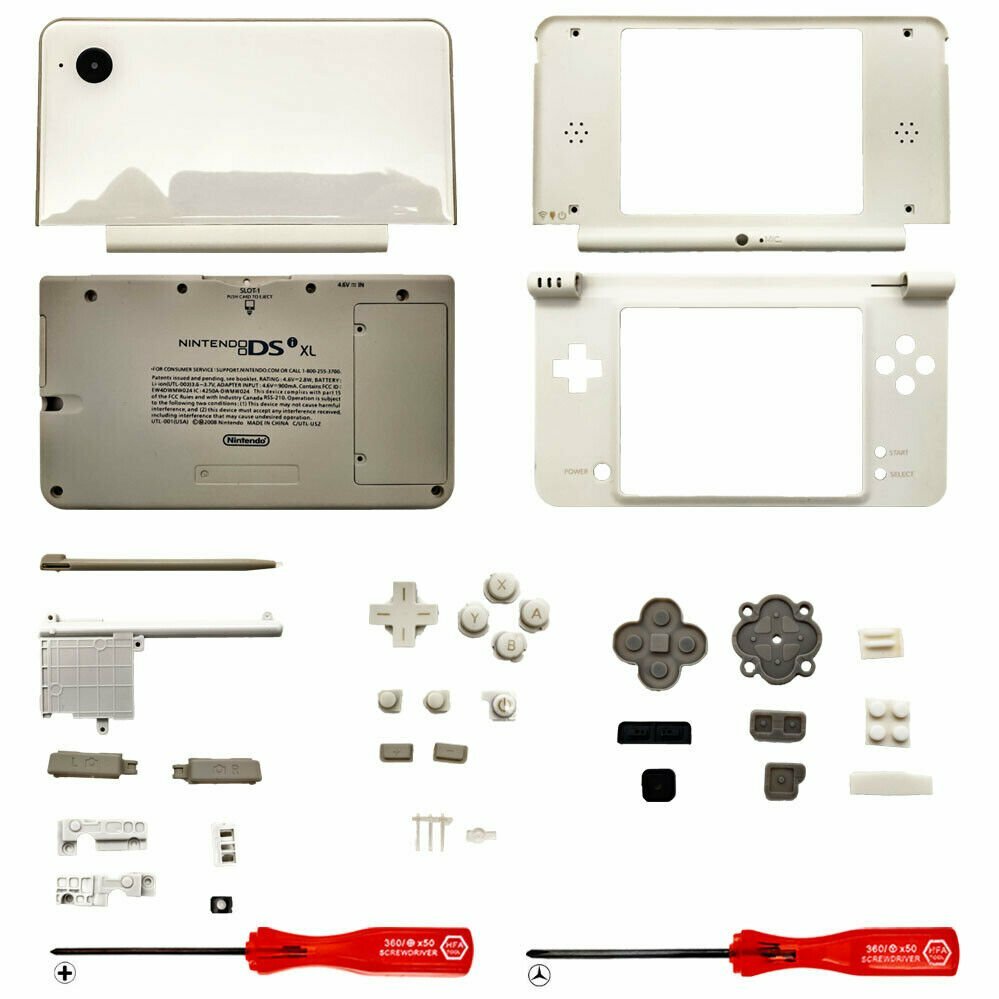 Housing Shell for Nintendo DSi XL Lens Shell Tools Screen Replacement Part White