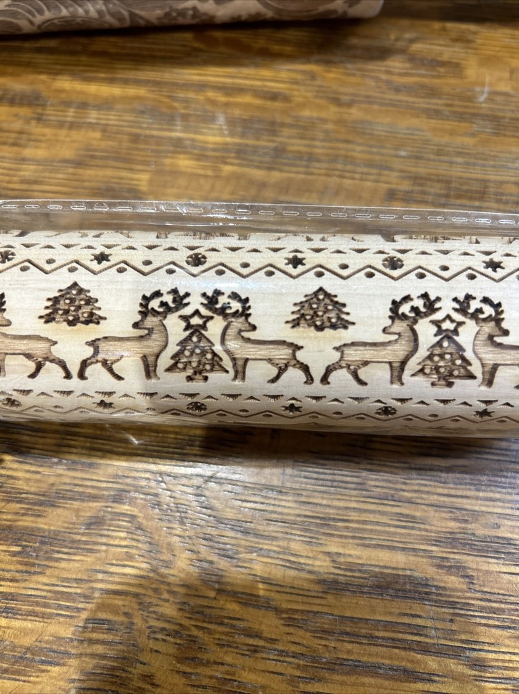 2 Christmas Rolling Pin Wood