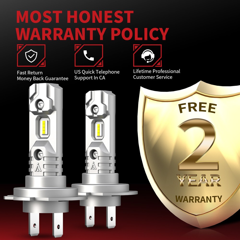 Lasfit LED High/Low Beam Conversion Kit H7 Bulbs Super Bright 6000K Plug&Play 2x