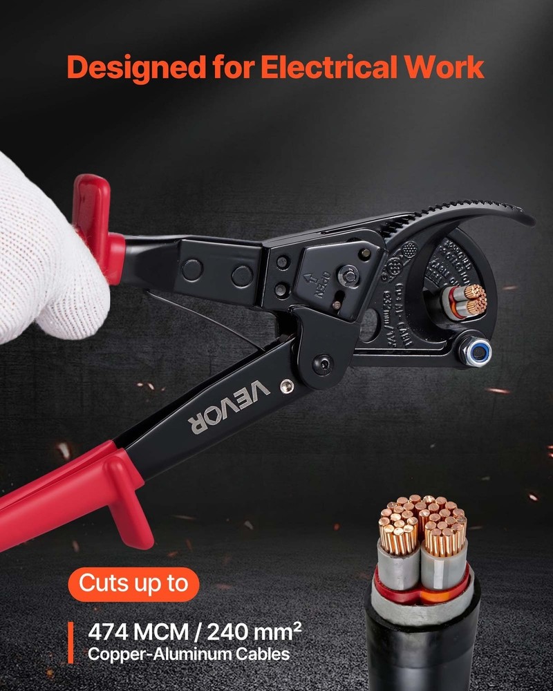 Ratchet Wire Cutter with Quick-Release Button for 474 MCM Cables