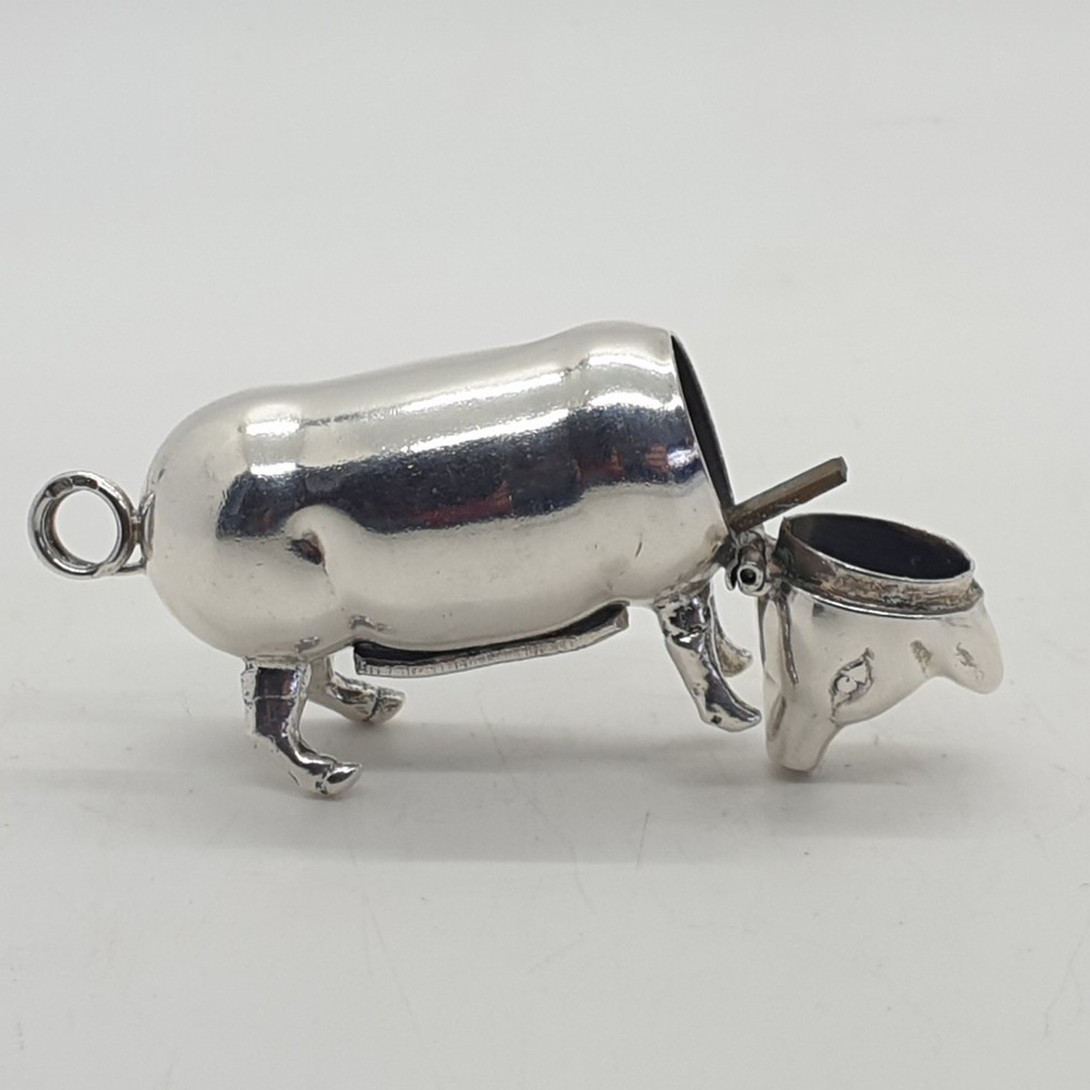 Sterling Silver Pig Vesta Case Match Holder