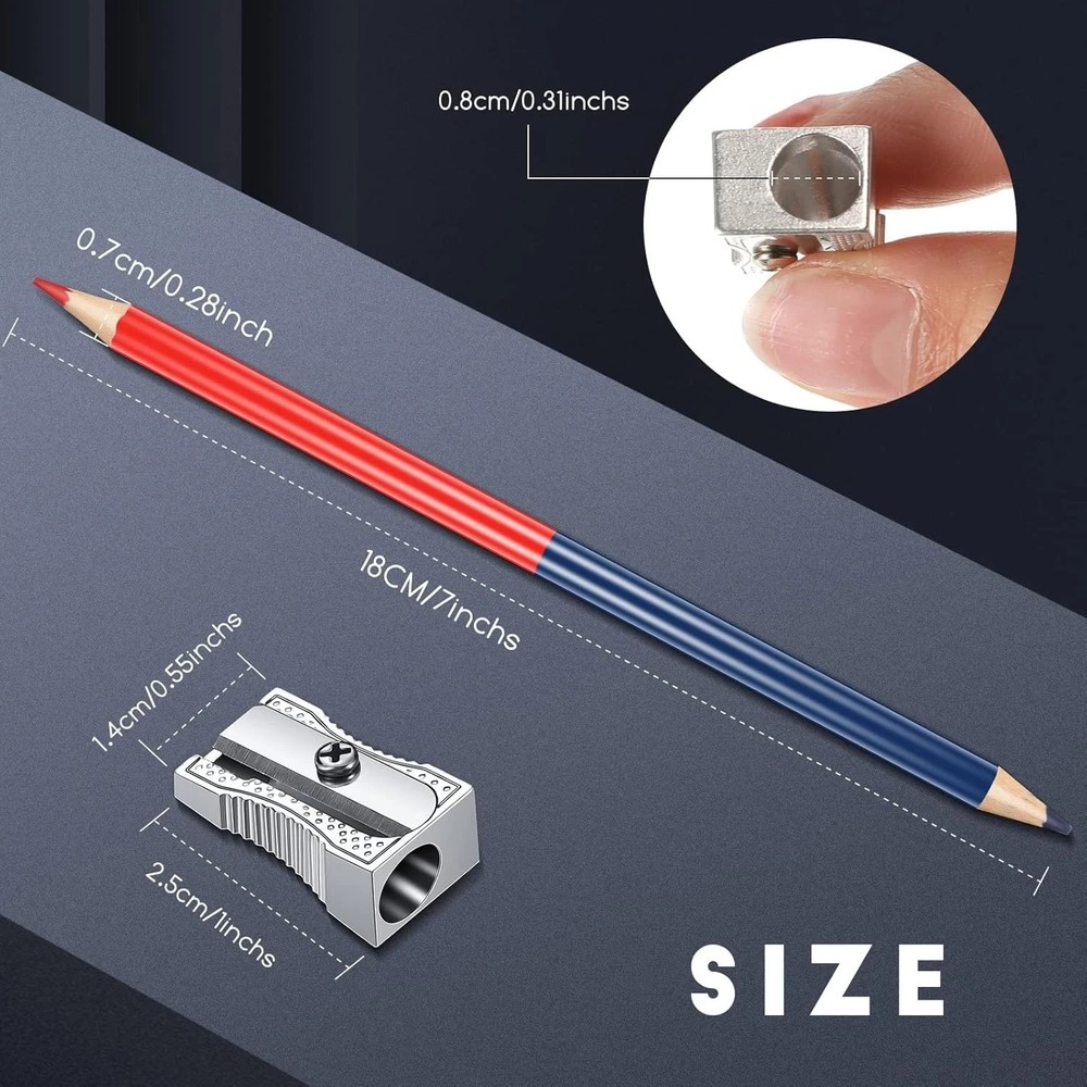 36pc Red and Blue Checking Pencils Erasable Double Ended Pre-Sharpened 2 HB