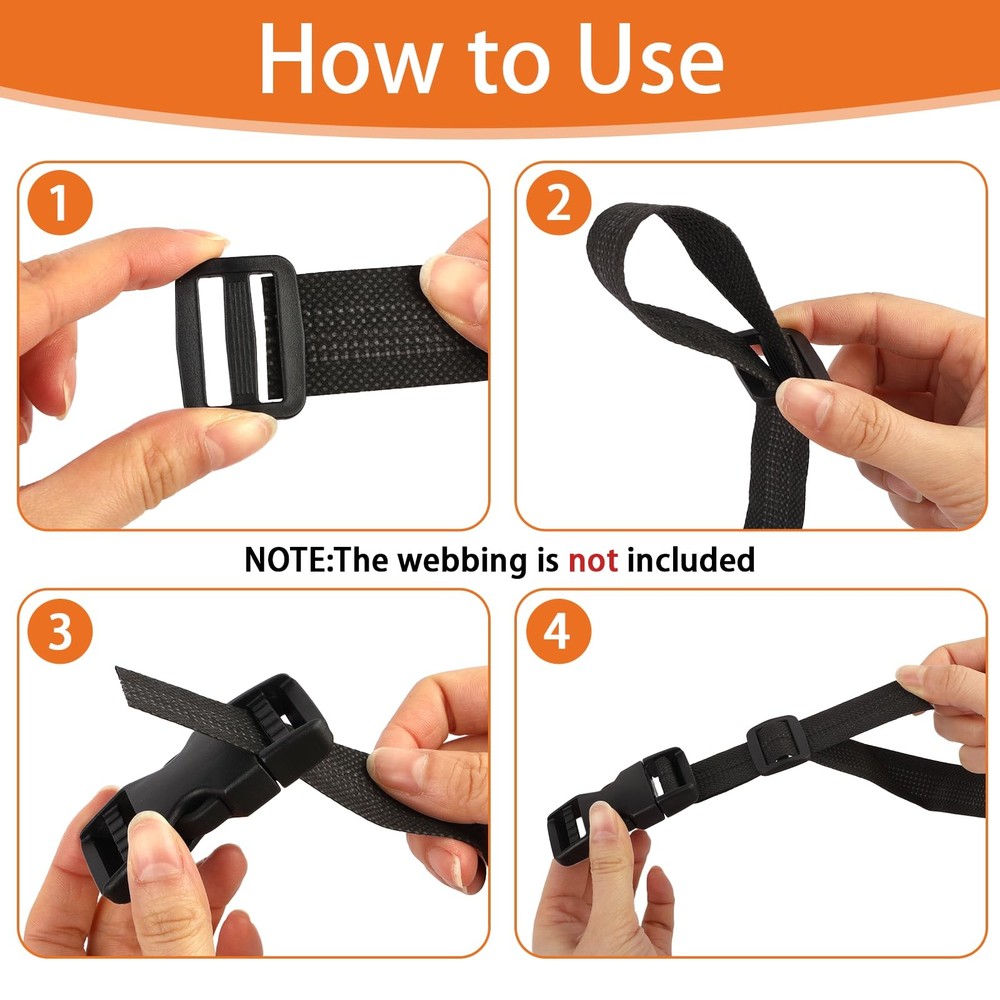 Mkobon 6 Set 1" Quick Release Buckles + 12 Strap Clips, Heavy Duty Side