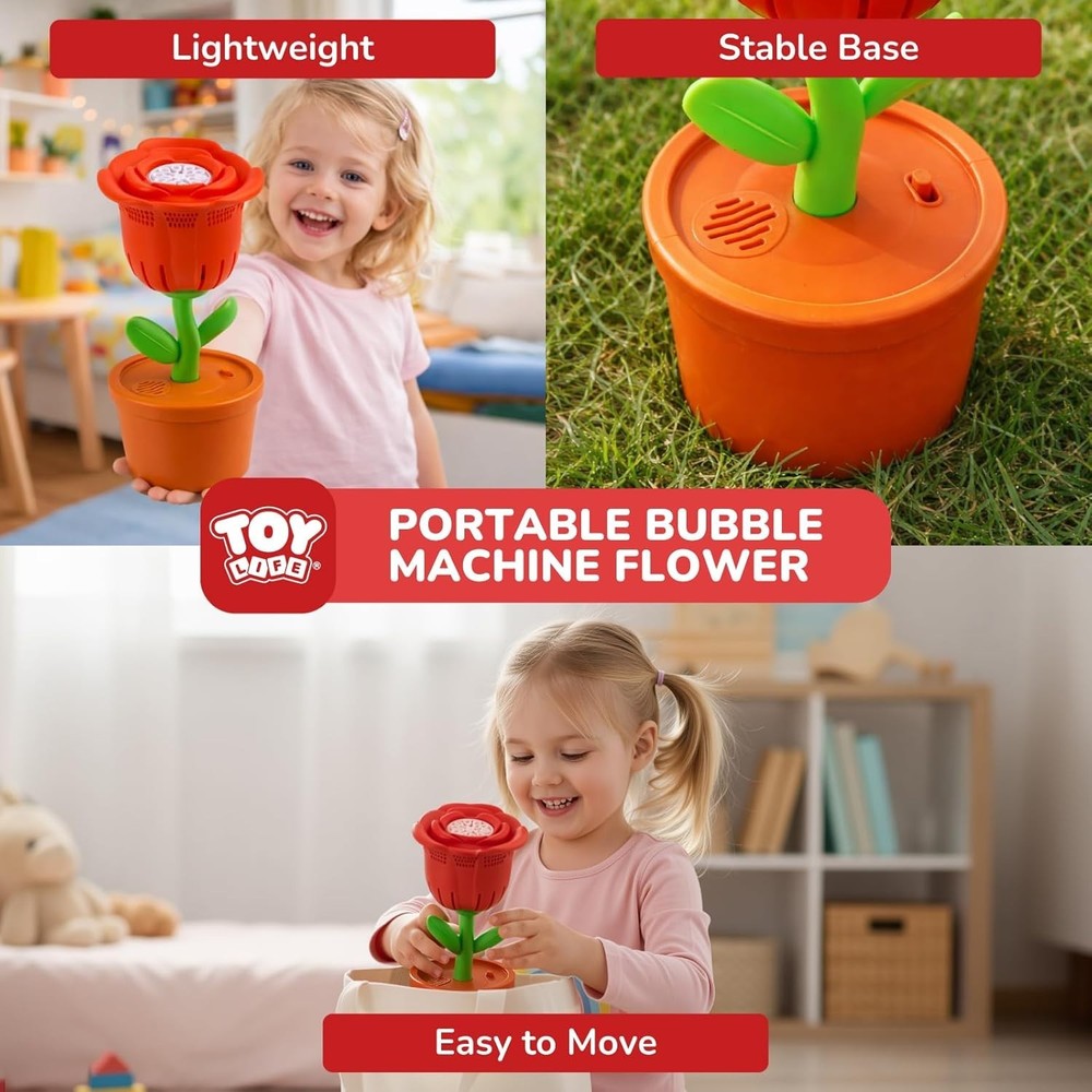 Rose Bubble Machine LED Music Automatic Bubble Maker Kids Party Toy