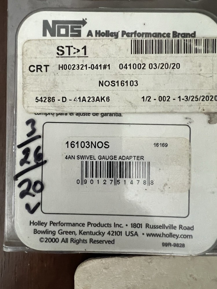 NOS 16103NOS Nitrous Bottle Gauge Adapter