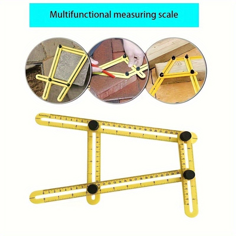 1PC Multi-Functional ABS Plastic 4-Fold Ruler - Foldable Measuring Tool for Wood