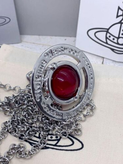Silver Red Orb Pendant Necklace With packaging box