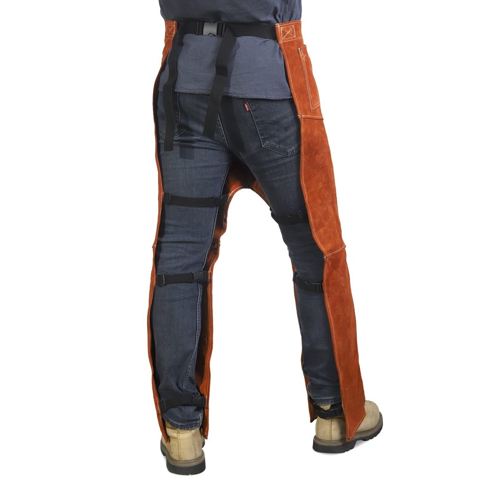 QeeLink Welding Pants - Heat & Flame Resistant Split Leather Safety Leg Prote...