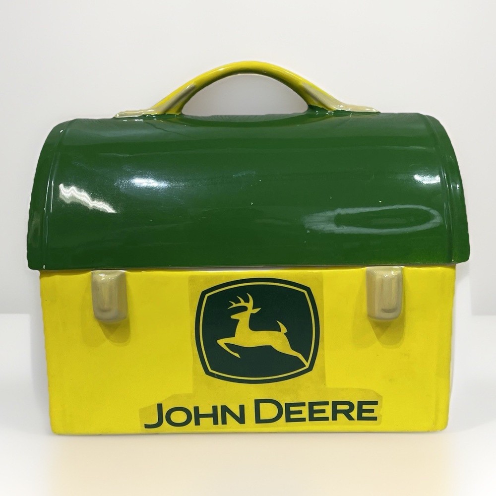 John Deere Licensed Ceramic Lunch Box Cookie Jar by Gibson GUC