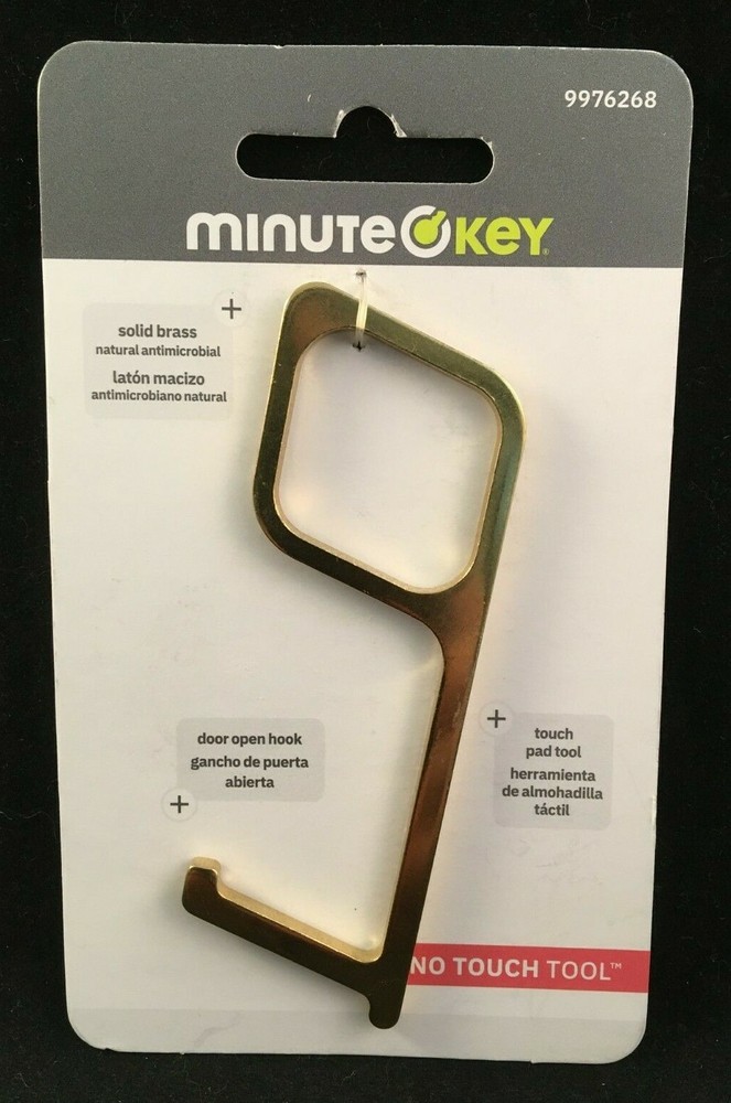 Minute Key - Solid Brass - No Touch Tool - Door Open Hook - Touch Pad Tool