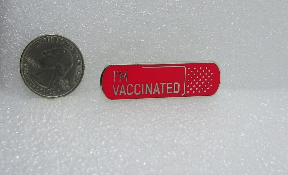 I'm Vaccinated Red Band Aid Pin