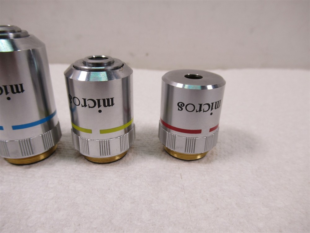 Micros Microscope Plan Objective Lenses Set of 4 100x 40x 10x 4x