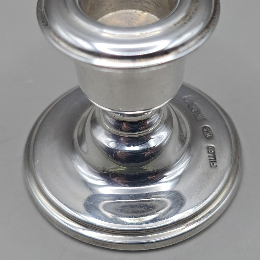 Tiny Sterling Silver Filled Candlestick by W S Birmingham 1988
