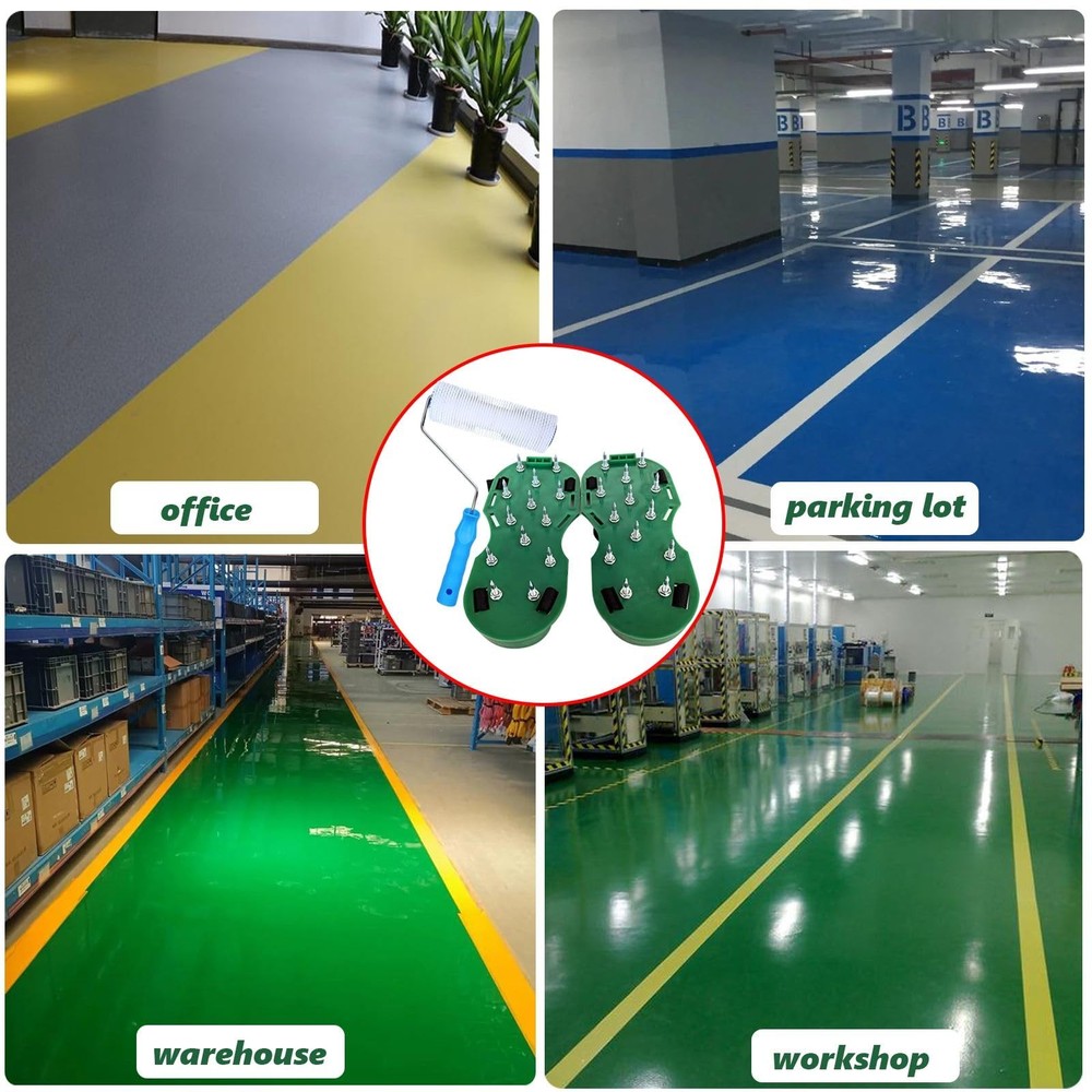 9 Inch Screed Spiked Roller Self Leveling Concrete Epoxy Green
